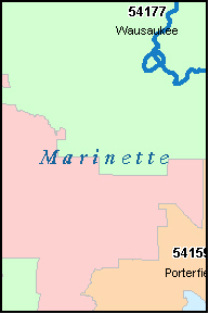 MARINETTE County, WI ZIP Code Map