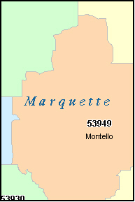 MARQUETTE County, WI ZIP Code Map