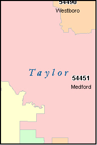TAYLOR County, WI ZIP Code Map