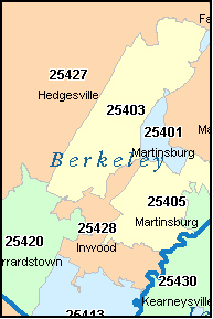 BERKELEY County, WV ZIP Code Map