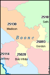 BOONE County, West Virginia Digital ZIP Code Map