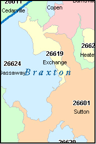 BRAXTON County, WV ZIP Code Map