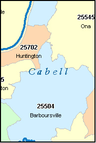 CABELL County, WV ZIP Code Map