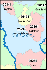 CALHOUN County, WV ZIP Code Map