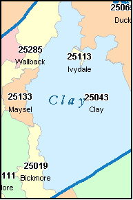 CLAY County, WV ZIP Code Map