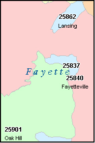 FAYETTE County, WV ZIP Code Map