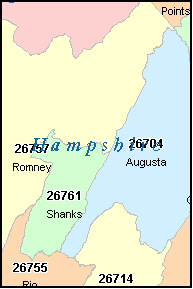 HAMPSHIRE County, WV ZIP Code Map