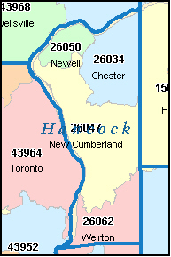 HANCOCK County, WV ZIP Code Map