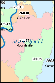 MARSHALL County, WV ZIP Code Map