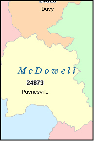 MCDOWELL County, WV ZIP Code Map