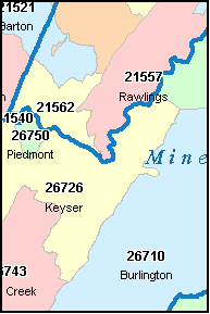 MINERAL County, WV ZIP Code Map