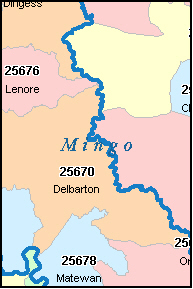 MINGO County, WV ZIP Code Map