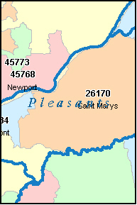 PLEASANTS County, WV ZIP Code Map