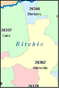 RITCHIE County, WV ZIP Code Map
