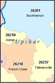 UPSHUR County, WV ZIP Code Map