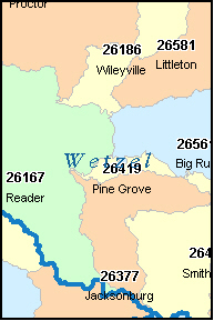 WETZEL County, WV ZIP Code Map