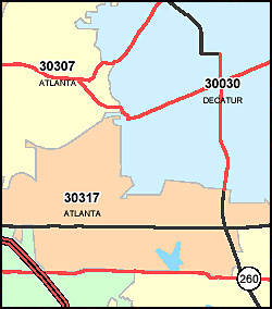Georgia ZIP Code Map including County Maps