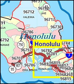 Hawaii ZIP Code Map including County Maps