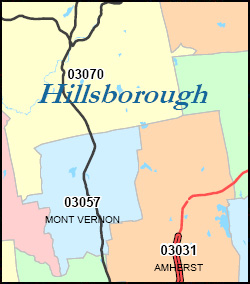 New Hampshire ZIP Code Map including County Maps