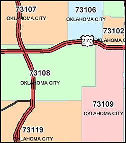 Oklahoma ZIP Code Map including County Maps