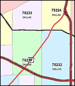 North+dallas+tx+zip+code+map