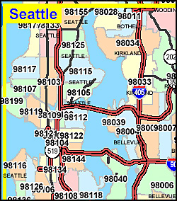 Washington ZIP Code Map including County Maps