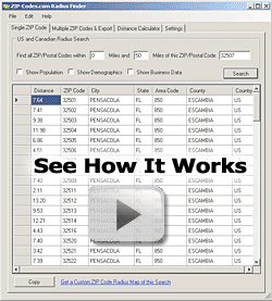 Zip Code Radius Finder Application