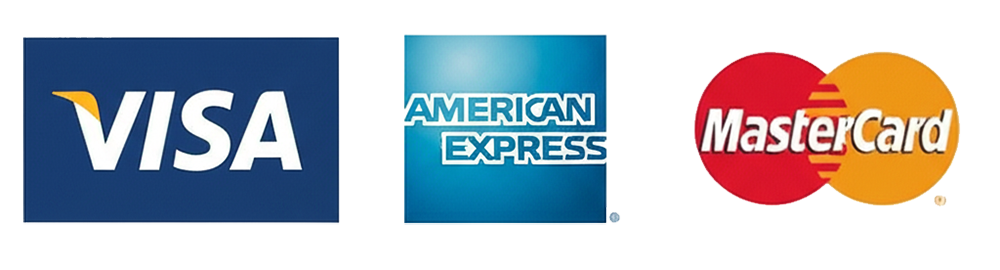 We accept Visa, American Express, and Mastercard