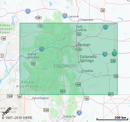 Map showing the ZIP Codes in the State of Colorado