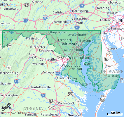 Maryland Area Code Map