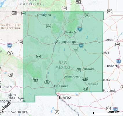 Map showing the ZIP Codes in the State of New Mexico