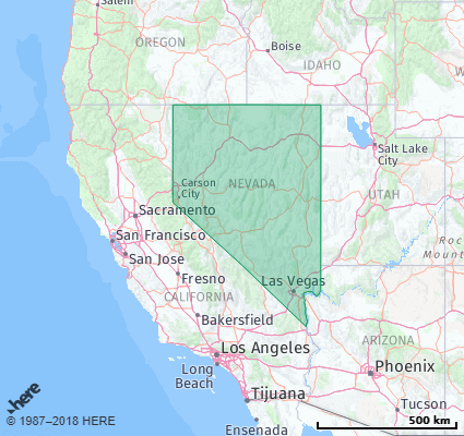 Nevada State Map Map showing the ZIP Codes in the State of Nevada