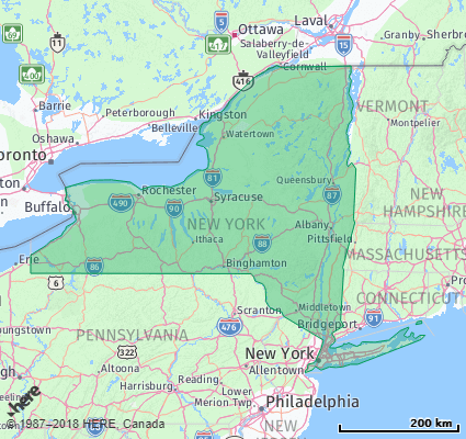 Map showing the ZIP Codes in the State of New York