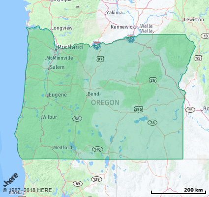 Map showing the ZIP Codes in the State of Oregon