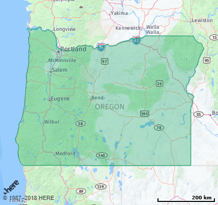 Oregon State Map Map showing the ZIP Codes in the State of Oregon