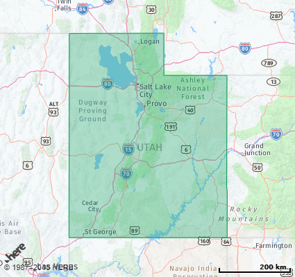 Map showing the ZIP Codes in the State of Utah