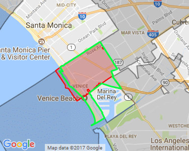 Los Angeles city boundary vs Venice neighborhood boundary vs ZIP Code 90291 boundary