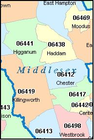CENTERBROOK Connecticut, CT ZIP Code Map Downloads