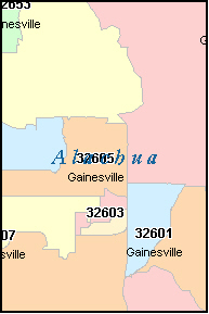 GAINESVILLE Florida FL ZIP Code Map Downloads