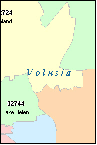 DELAND Florida FL ZIP Code Map - Fl Volusia