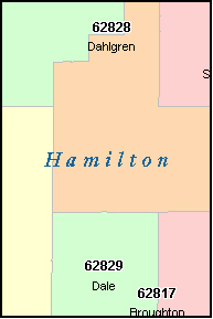 HAMILTON County, Illinois Digital ZIP Code Map