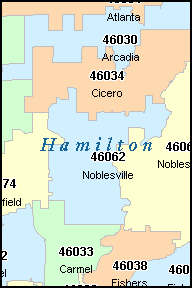 HAMILTON County, Indiana Digital ZIP Code Map