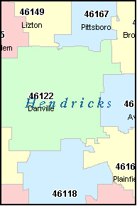 HENDRICKS County, Indiana Digital ZIP Code Map