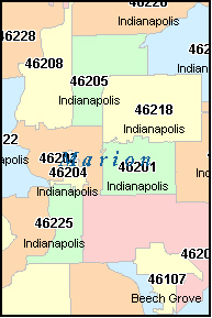 MARION County, Indiana Digital ZIP Code Map