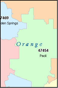 Orange County, Indiana Digital ZIP Code Map