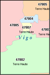 Editable map Vigo County Terre Haute Indiana