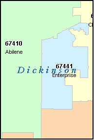 DICKINSON County, Kansas Digital ZIP Code Map