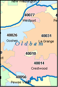 zip map county oldham ky code kentucky grange la codes maps