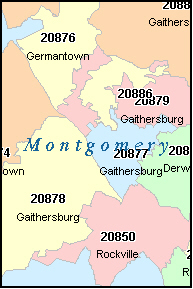 MONTGOMERY County, Maryland Digital ZIP Code Map