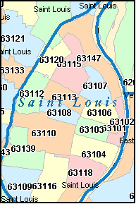 SAINT LOUIS County, Missouri Digital ZIP Code Map